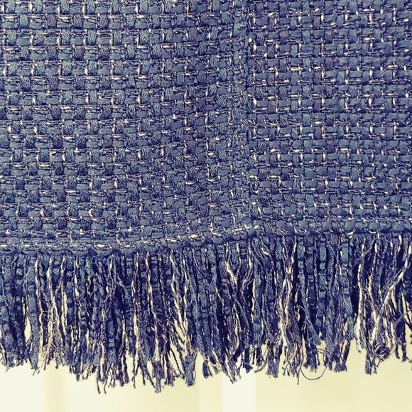 LOST APRIL ANTHRO Navy Metallic Tweed Fringe Dress - Picture 8 of 8